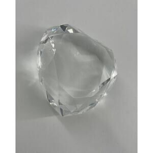 Vintage Beautiful Crystal Heart Paper Weight 3'x3" Collectors 9.5oz Clear Etched